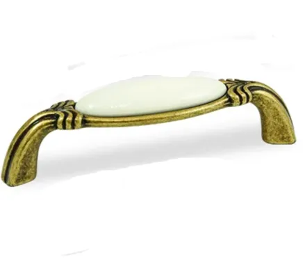 ידית מסוגננת 96 ממ פורצלן חלק שנהב-ברונזה עתיקה