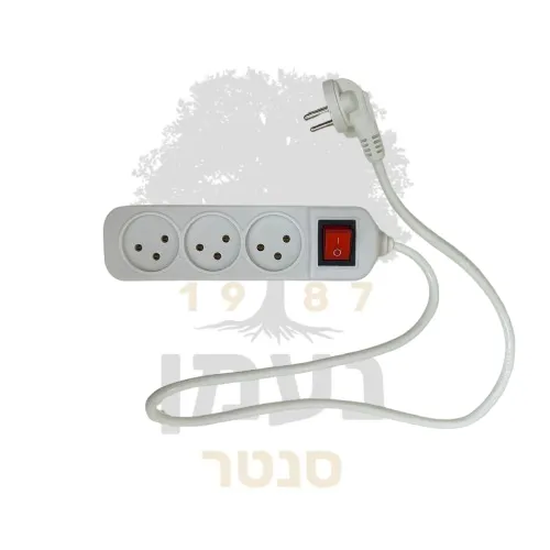 מפצל 3 עם כבל מאריך 1 מטר+מפסק