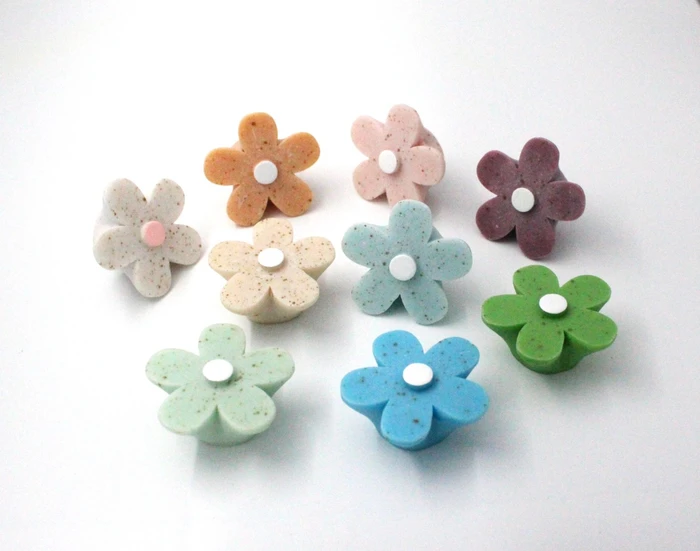 ידית כפתור פרח פסטל