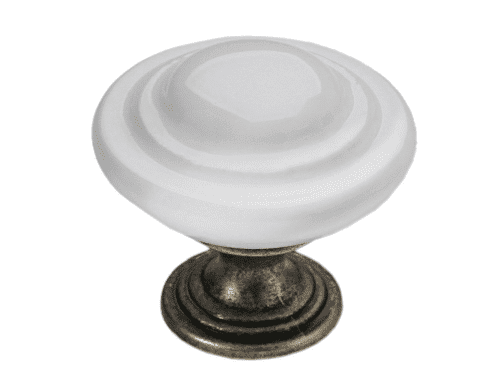 כפתור דגם 4218 פליז עתיק + פורצלן לבן