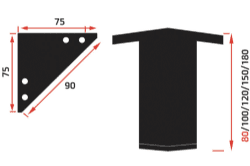 רגל מרובע בסיס אלומיניום במידות שונות