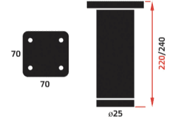 רגל 25 ס"מ לספה דגם A118 צבע אפור