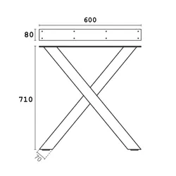 רגל דלפק רוחב עליון 600 ממ גובה 710
