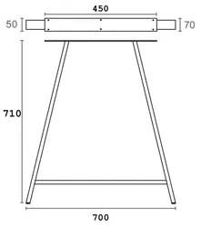 רגל דלפק טרפזית רוחב עליון 450 מ"מ גובה 710 מ"מ